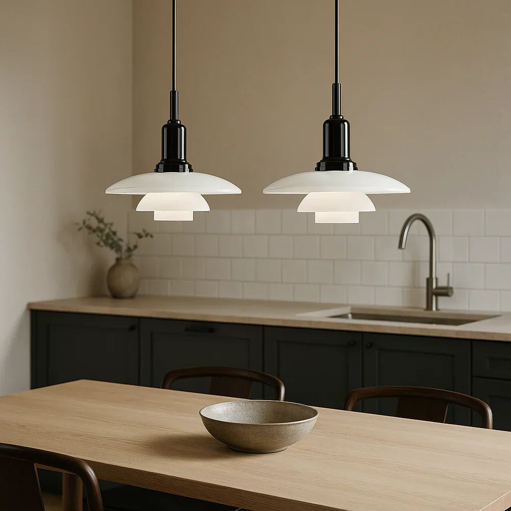 Pendant Light Glass Metal 28.0 cm Dome Gold Dining Room Kitchen Island Adjustable 2-3 Heads | Thomler