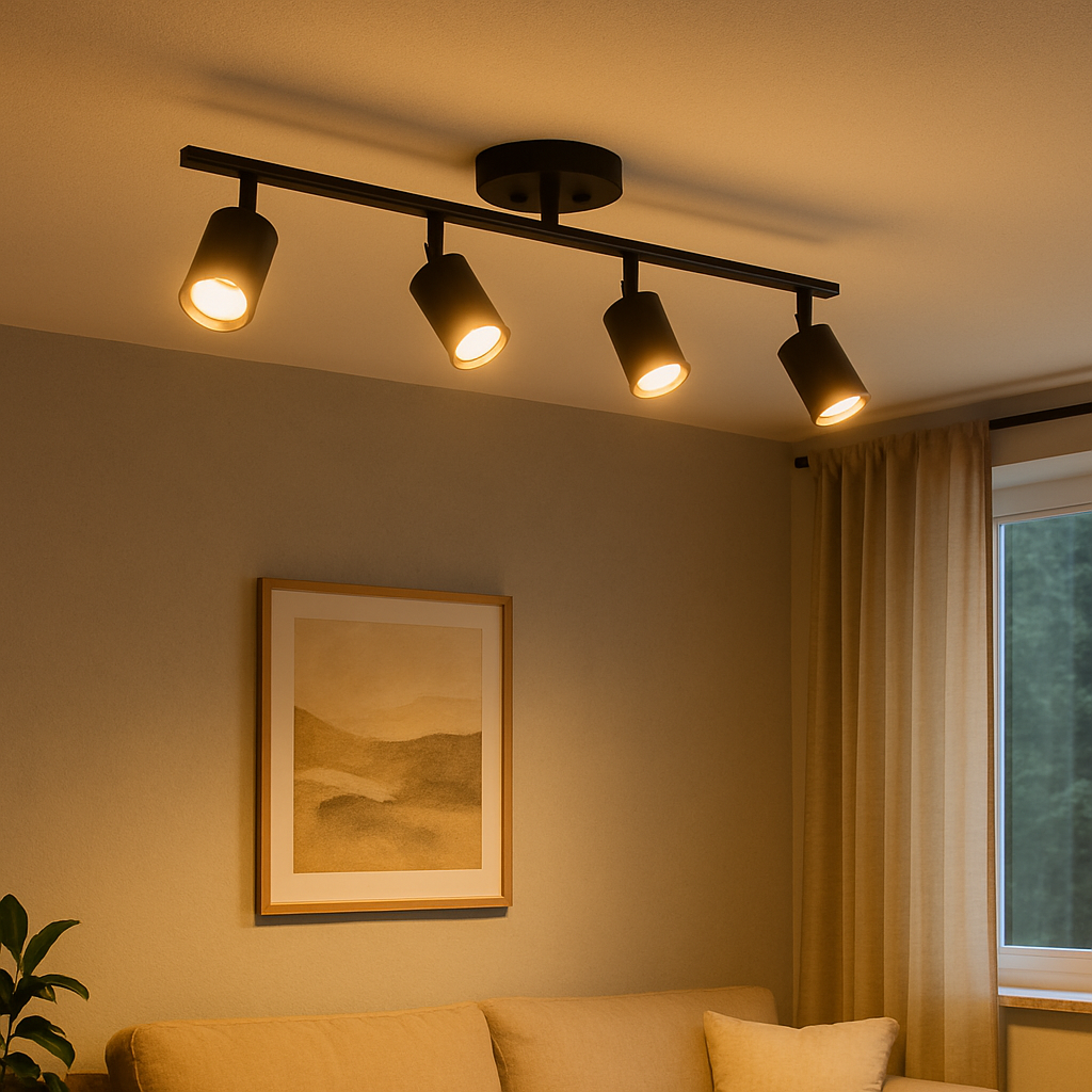 Ceiling Light Aluminium GU10 80.0 cm Black Adjustable Spotlights Kitchen Living Room Modern Track Lighting | Thomler