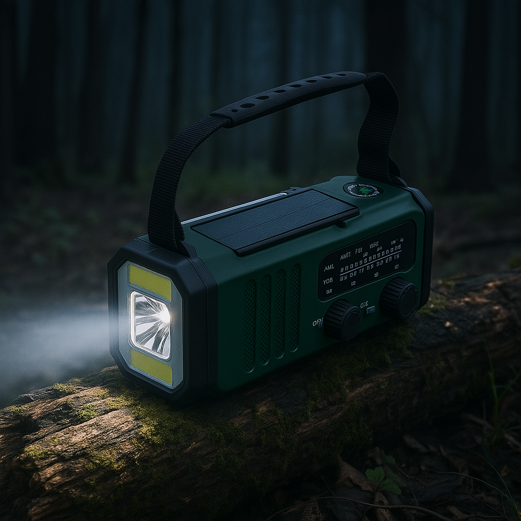 Hand-Crank Solar Emergency Radio with LED Flashlight & Phone Charger for Power Outages Camping Hiking Outdoor Survival Kit AM FM Weather | Thomler