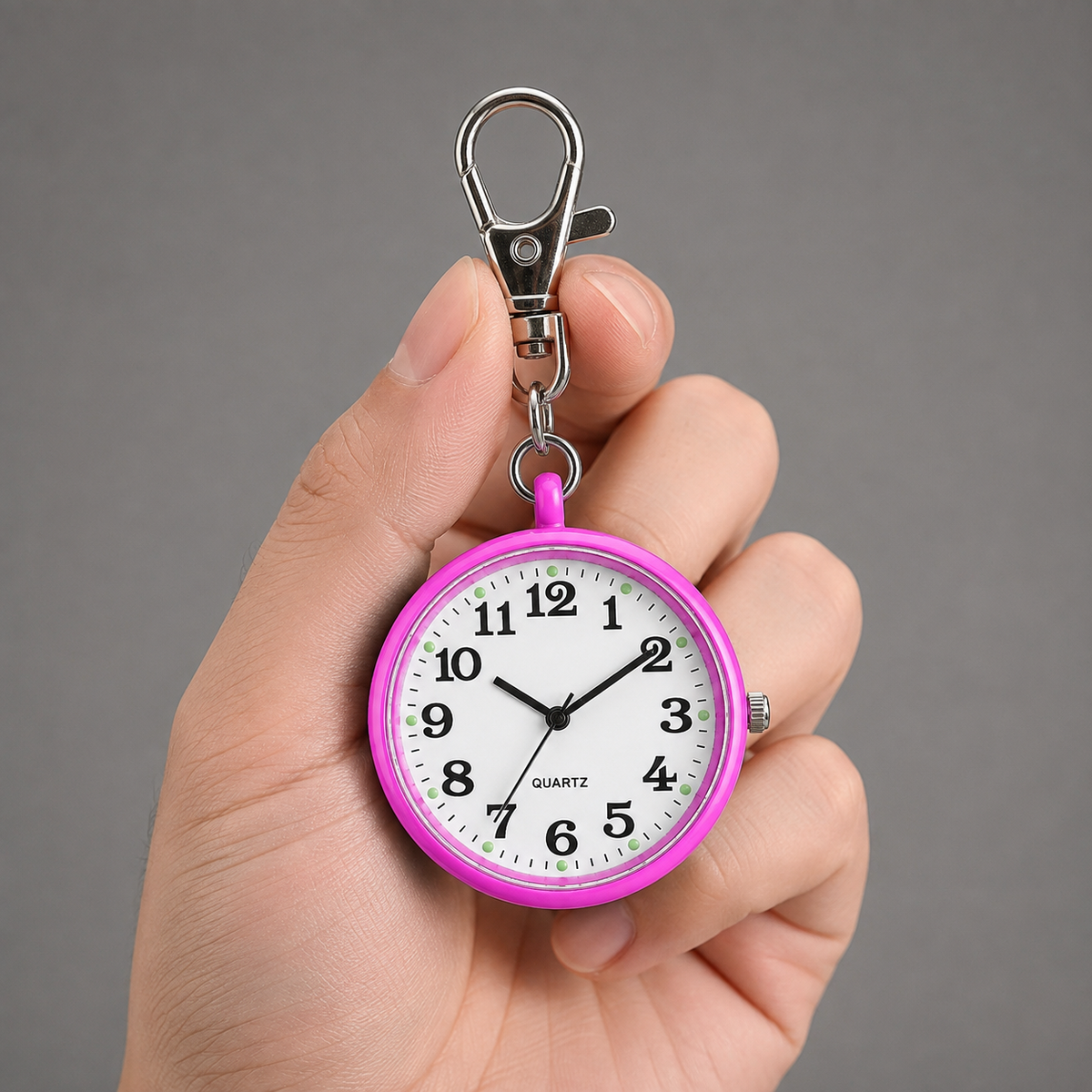 Clip-On Pocket Watch Keychain with Bold Numbers for Quick Time Checks | Thomler