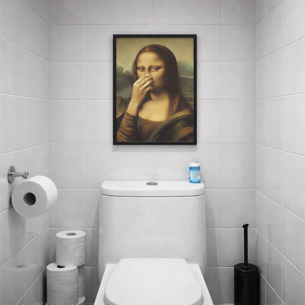 Funny Renaissance Bathroom Canvas Wall Art – Moisture-Resistant Stretched Print for Powder Room & Toilet Decor | Thomler