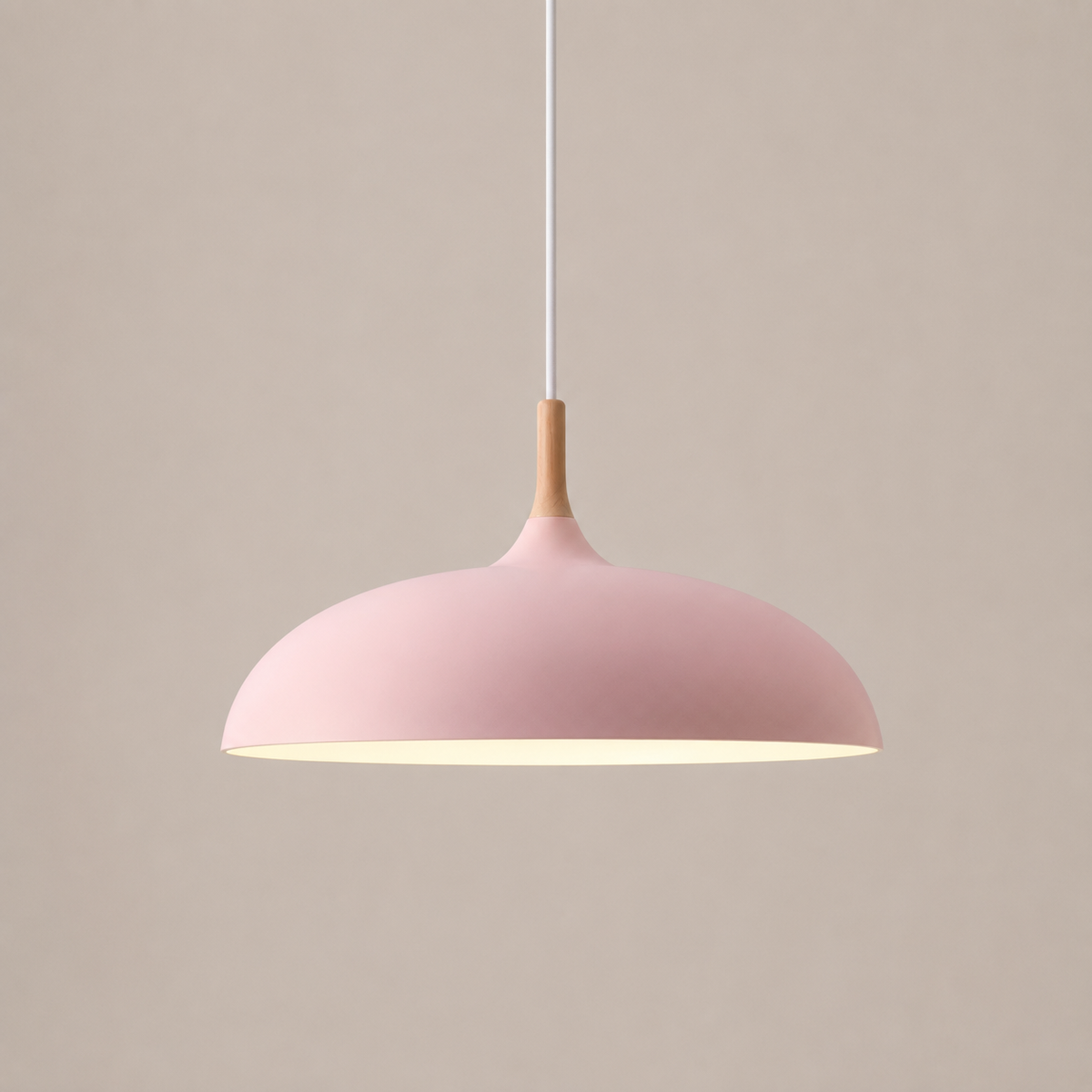 Dome Pendant Light with Adjustable Cord – Aluminum & Wood Accent for Dining Room, Kitchen Island & Reading Nook | Thomler