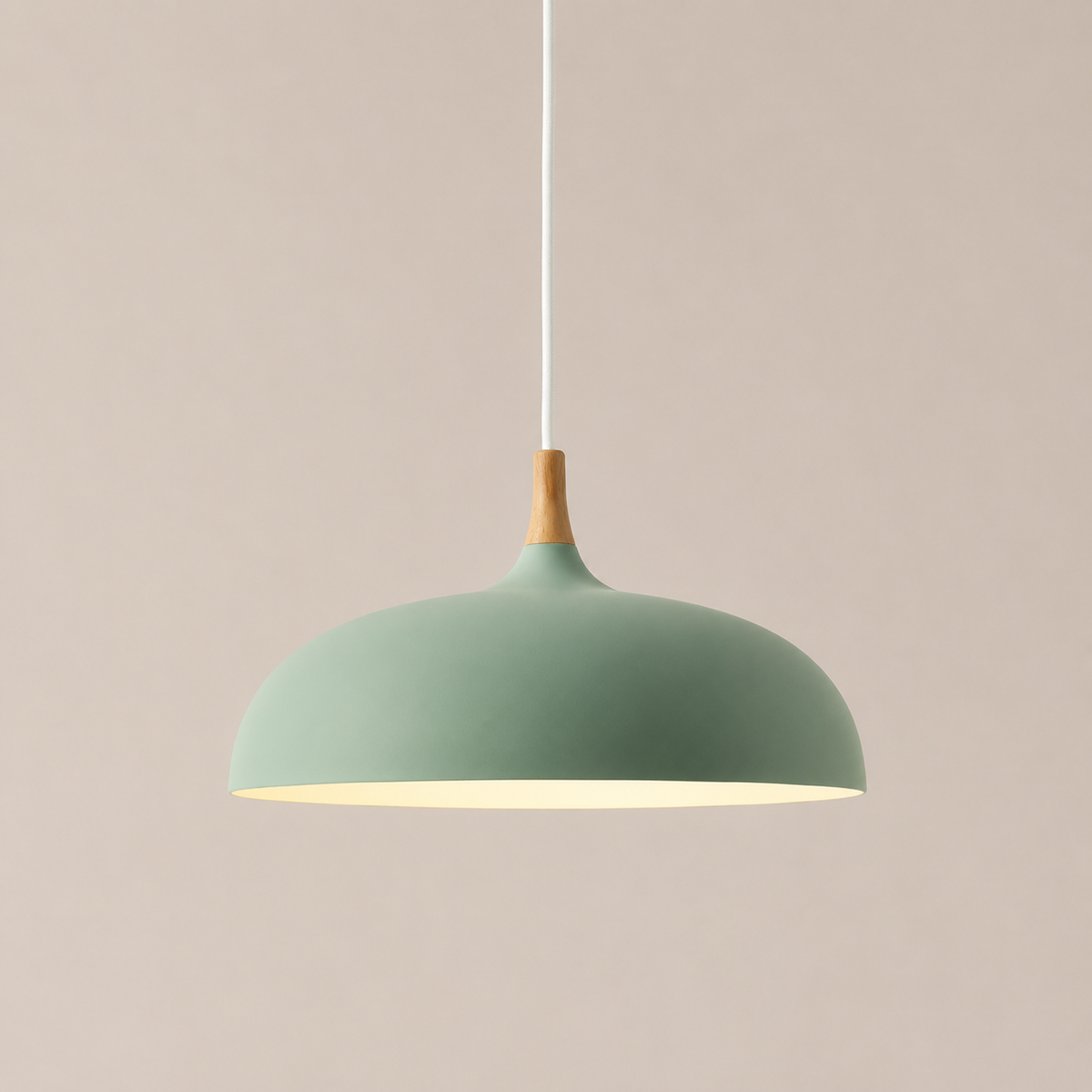 Dome Pendant Light with Adjustable Cord – Aluminum & Wood Accent for Dining Room, Kitchen Island & Reading Nook | Thomler