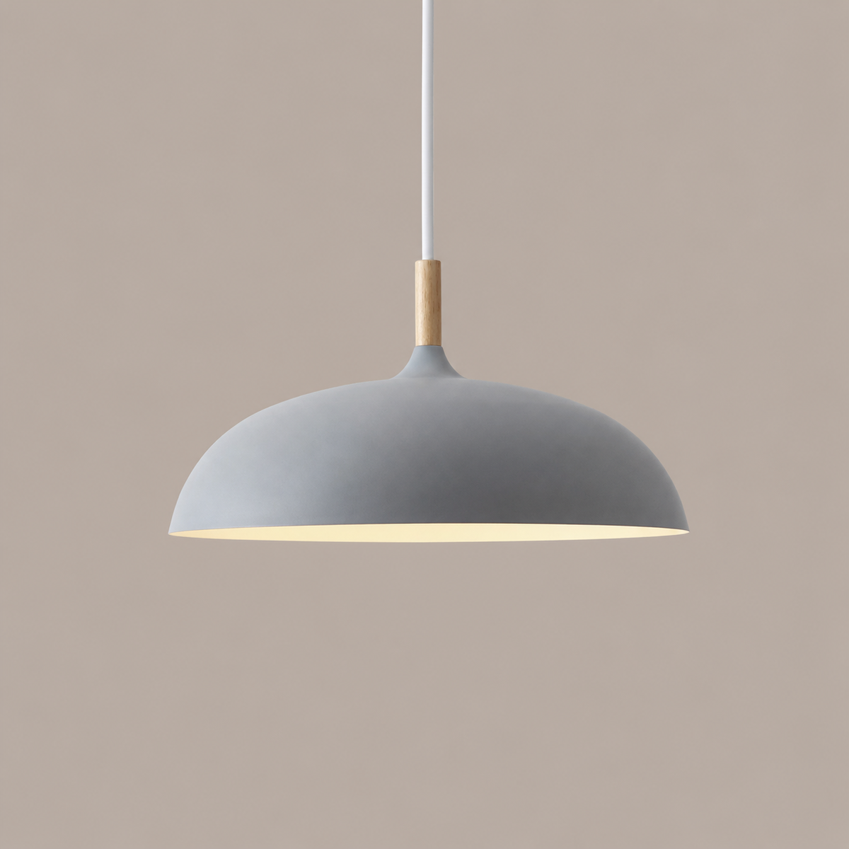 Dome Pendant Light with Adjustable Cord – Aluminum & Wood Accent for Dining Room, Kitchen Island & Reading Nook | Thomler