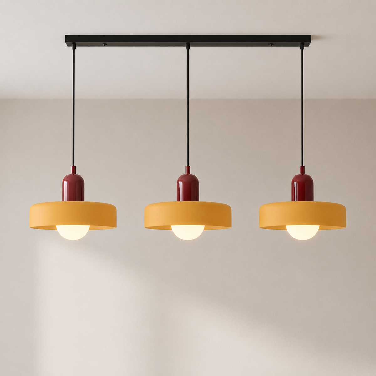 3-Light Geometric Glass Pendant Chandelier – Adjustable Height Statement Fixture for Dining Room, Kitchen Island & Bar | Modern Art Deco | Thomler