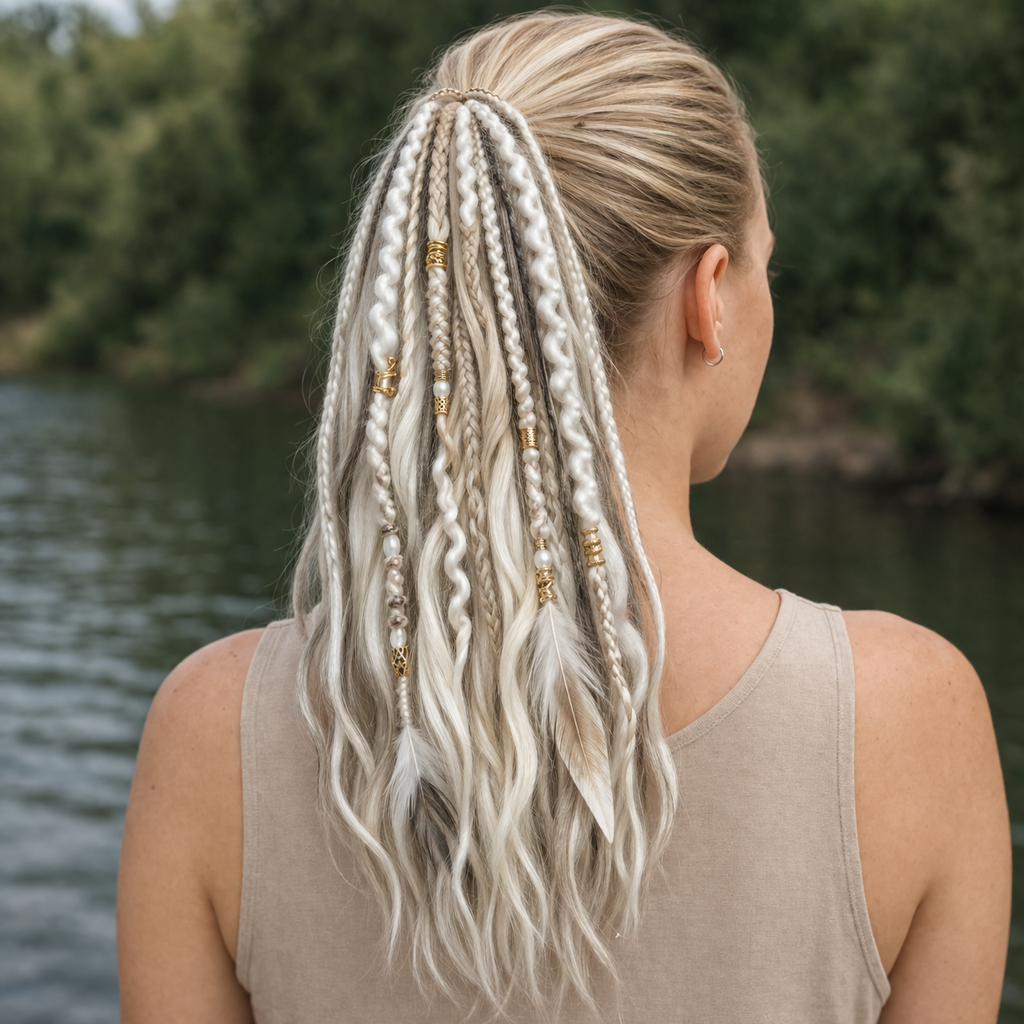 Boho Hair Extension Ponytail with Beads & Shells – Instant Festival Look for Women | Thomler