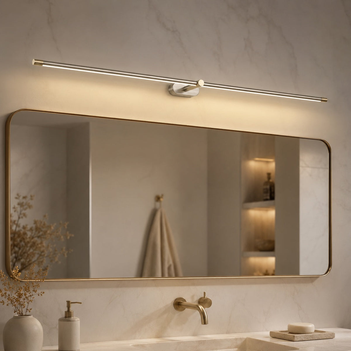 Hardwired LED Vanity Bar Light – Adjustable Metal Bathroom Mirror Fixture for Modern Homes | Thomler