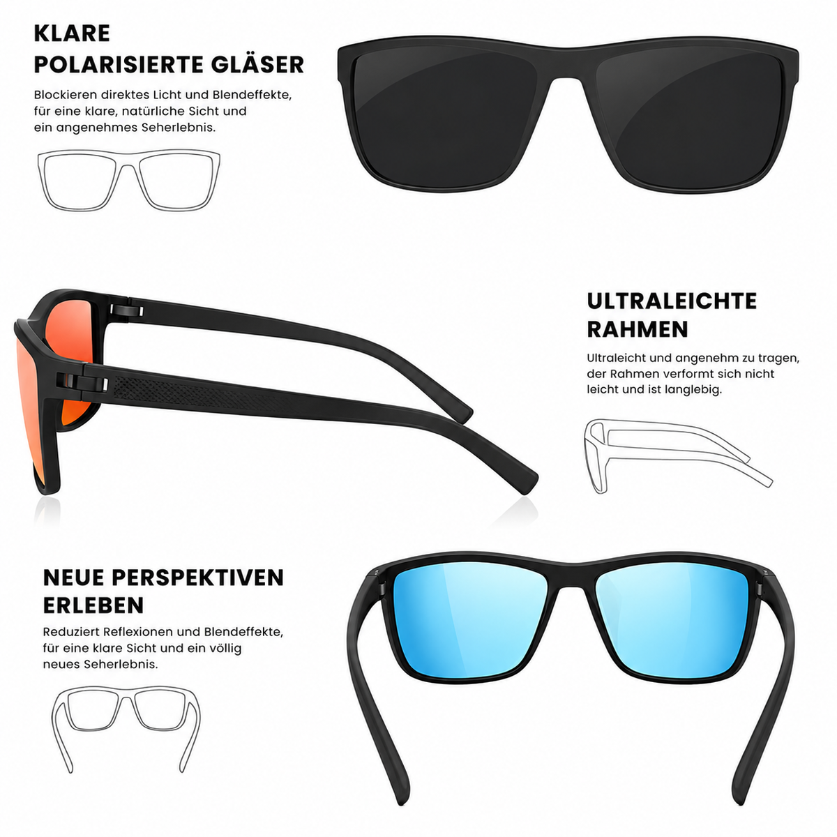 UV400 Polarized Sunglasses 3-Pack for Driving Glare Reduction Day Night Vision Protection Men Women | Thomler