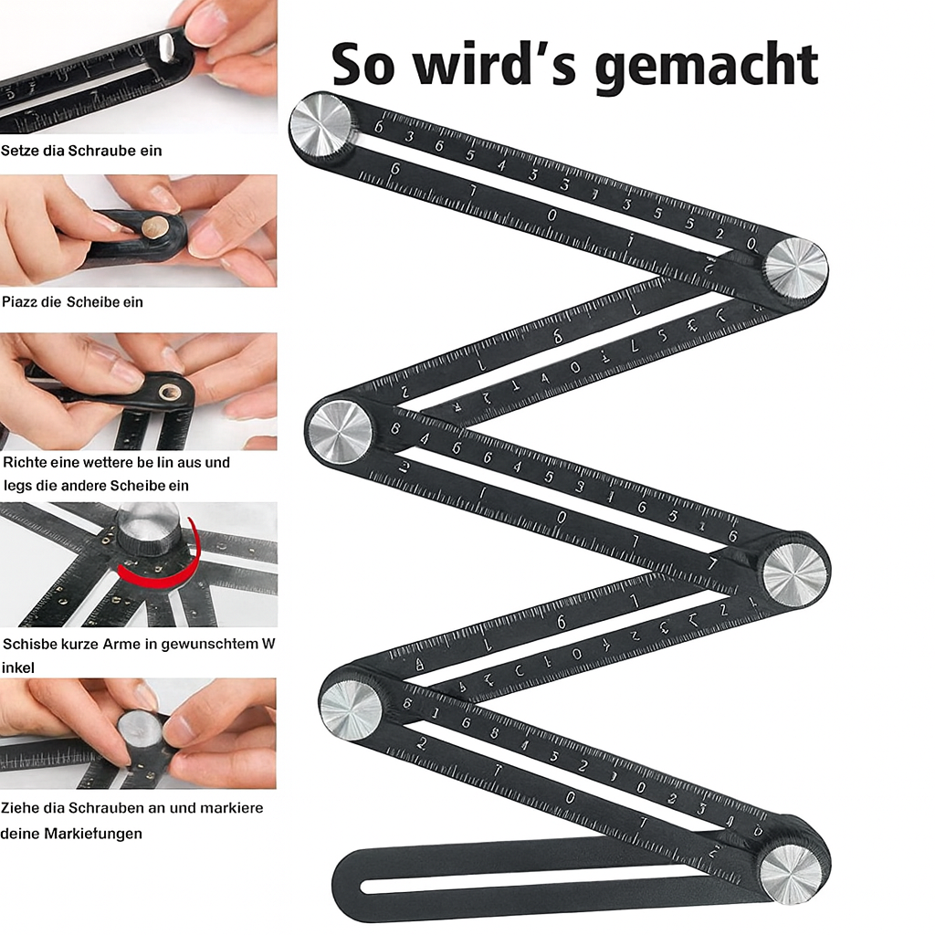 12-Segment Adjustable Angle Measurement Tool for Contours & Templates – Perfect for Tile, Wood & Metal Projects | Thomler