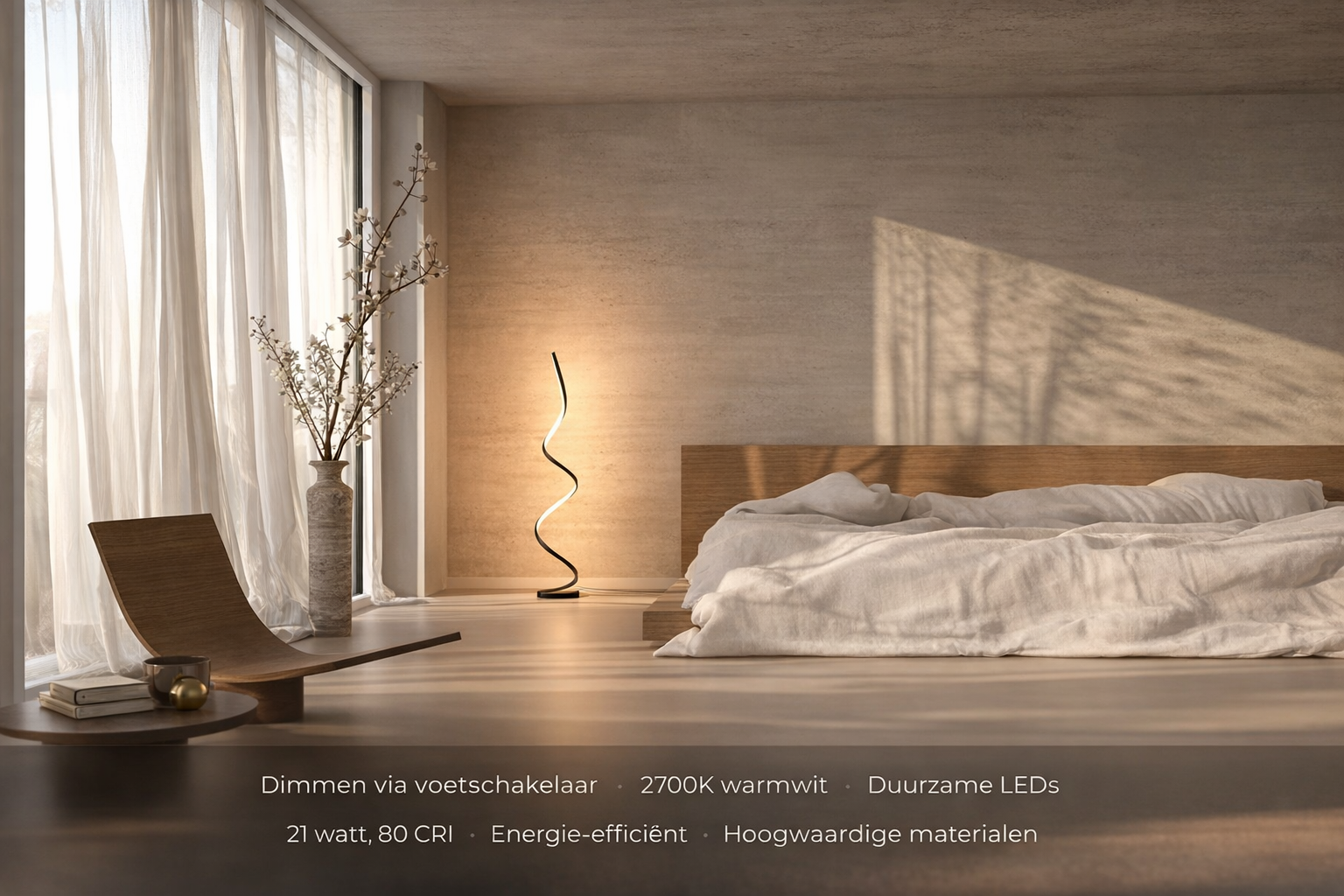 Floor Lamp Aluminium Spiral 133.0 cm White Dimmable Bedroom Reading Modern LED Standing Light | Thomler