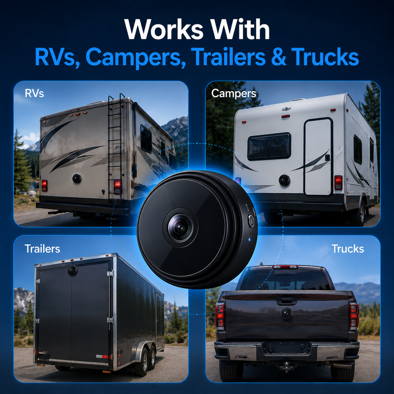 Rechargeable Rear-View Camera with Infrared Vision & Alert System for RVs, Campers & Trucks | Thomler