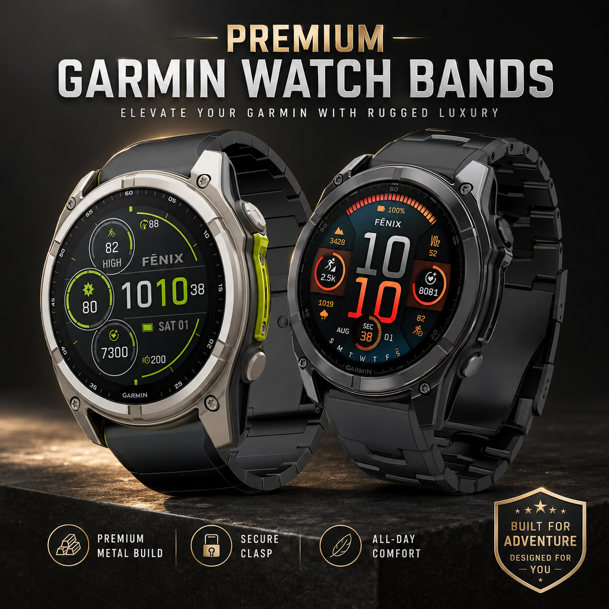 Premium Titanium Watch Band for Garmin Fenix 9 – Metal Link Bracelet with Tool-Free QuickFit Connection – 22mm & 26mm Options for 47mm / | Thomler