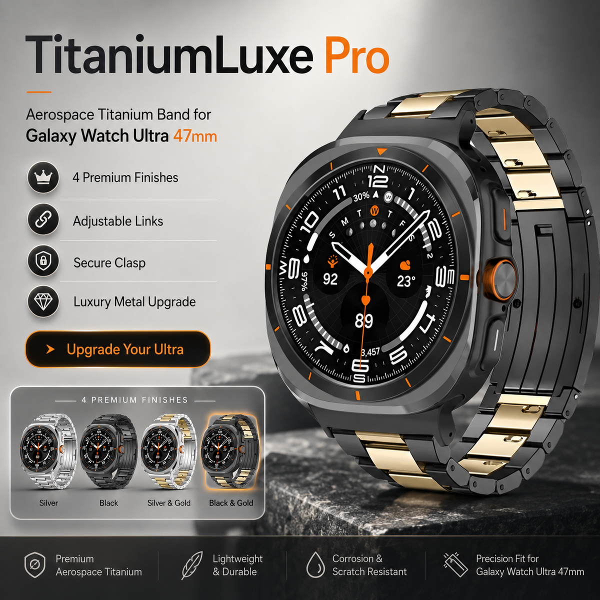 Premium Metal Link Wristband for Samsung Galaxy Watch Ultra 47mm – Titanium & Steel Construction | Thomler