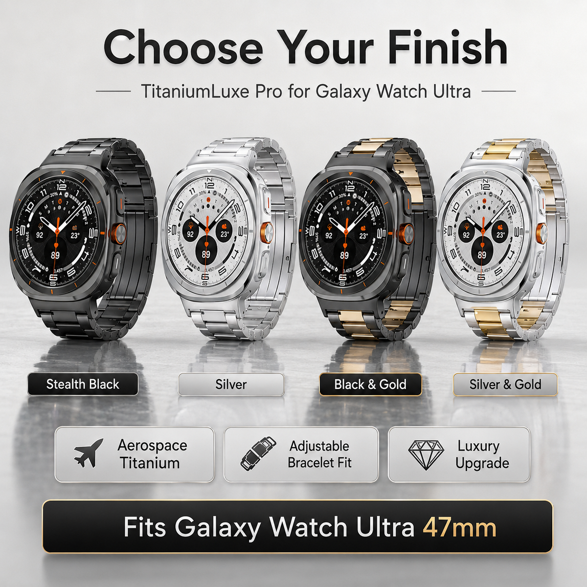 Premium Metal Link Wristband for Samsung Galaxy Watch Ultra 47mm – Titanium & Steel Construction | Thomler