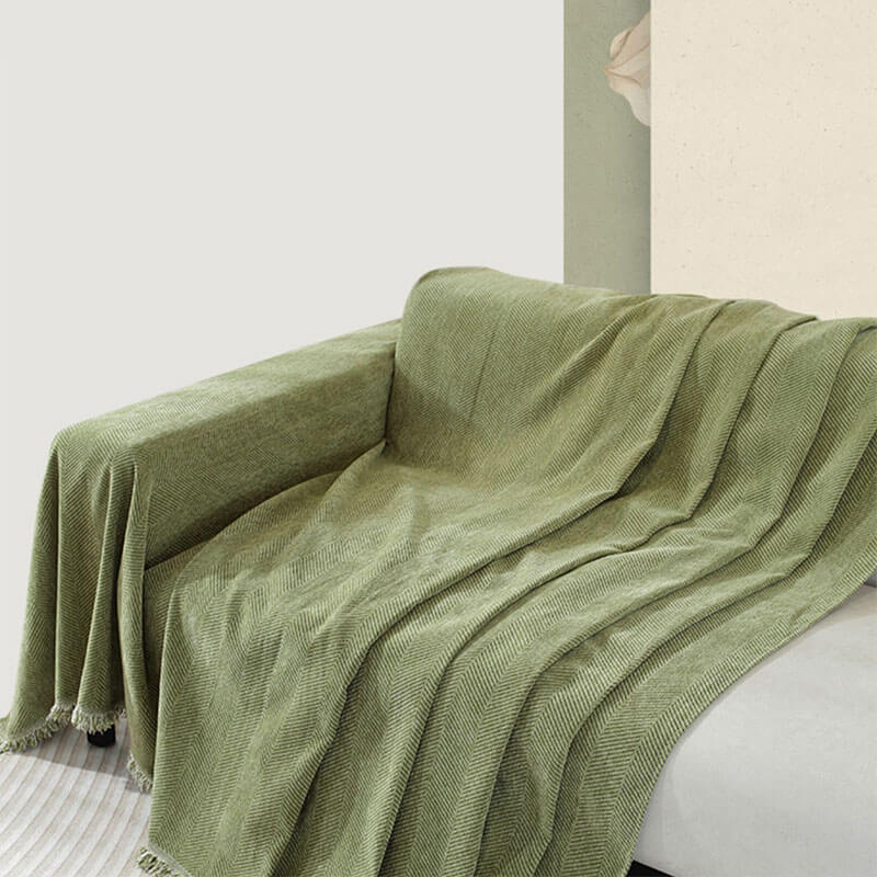 Herringbone Throw Blanket with Tassels for Sofa or Chair – Soft Textured Cover for Living Room, Bedroom & Couch Protection – Woven Home | Thomler