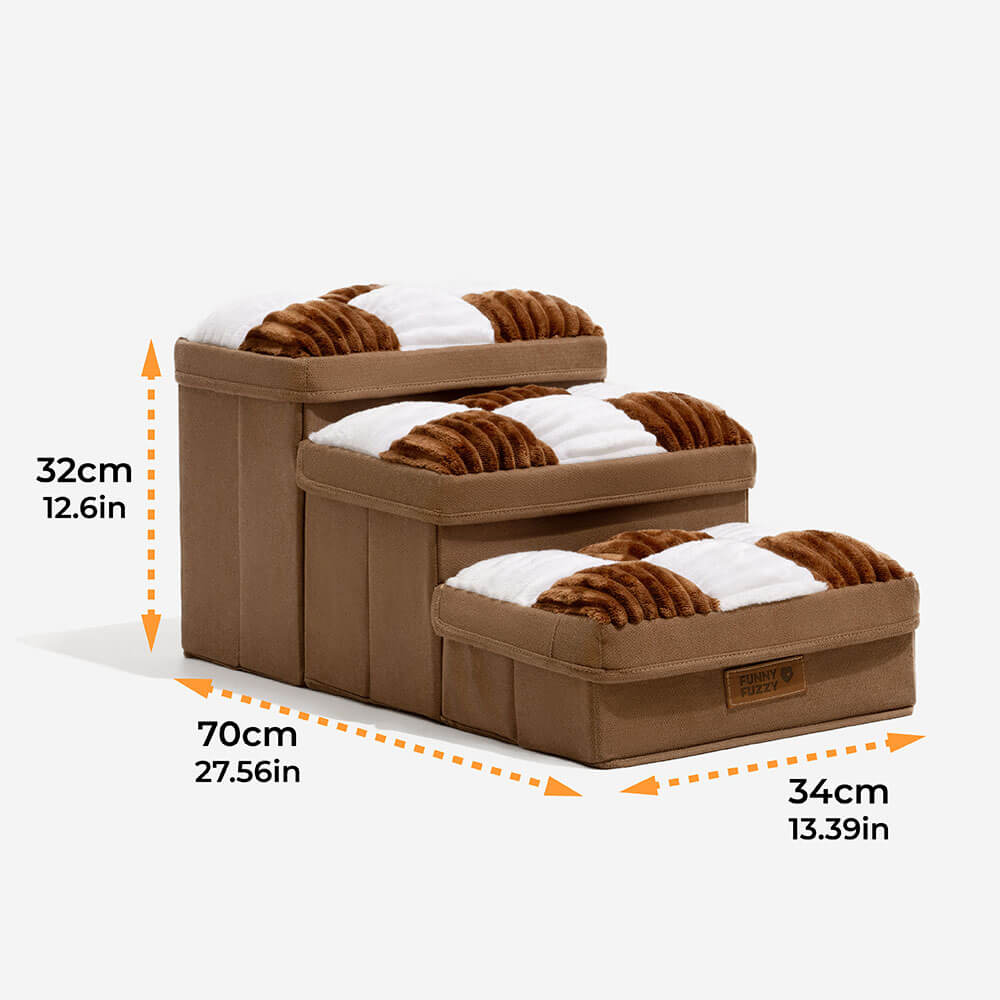 Pet Steps with Hidden Storage Compartments – Soft Padded Foldable Ramp for Small Dogs & Cats, Non-Slip Base | Thomler