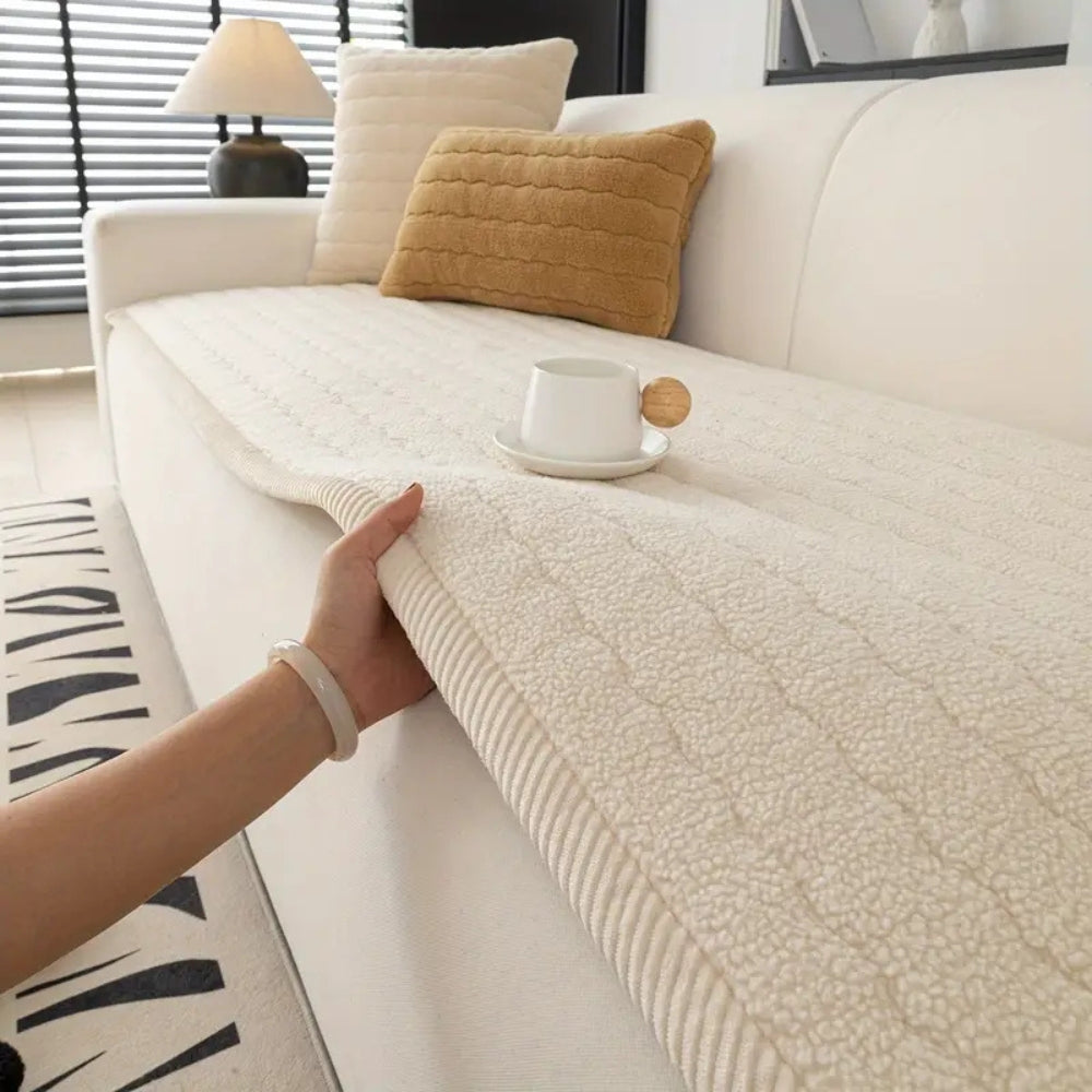 Soft Plush Couch Protector with Non-Slip Backing for Pets, Spills & Everyday Use in Living Room & Bedroom | Thomler