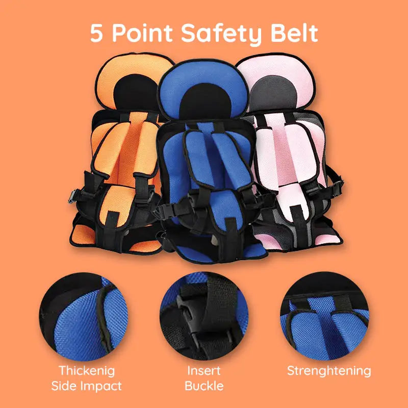 Portable Booster Seat with Safety Harness for Kids – Adjustable Travel Car Seat Cushion with Breathable Mesh and Soft Padding – Ages 0-12 | Thomler