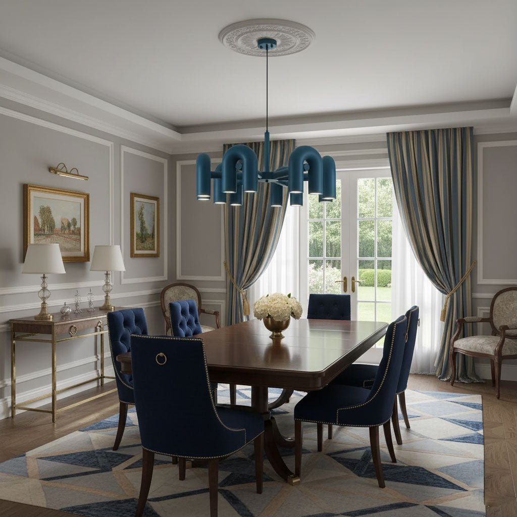 Aluminum U-Shape LED Chandelier 39.4 in Adjustable Ceiling Indoor Lighting Modern Modular Fixture for Living Room Dining Room Bedroom | Thomler