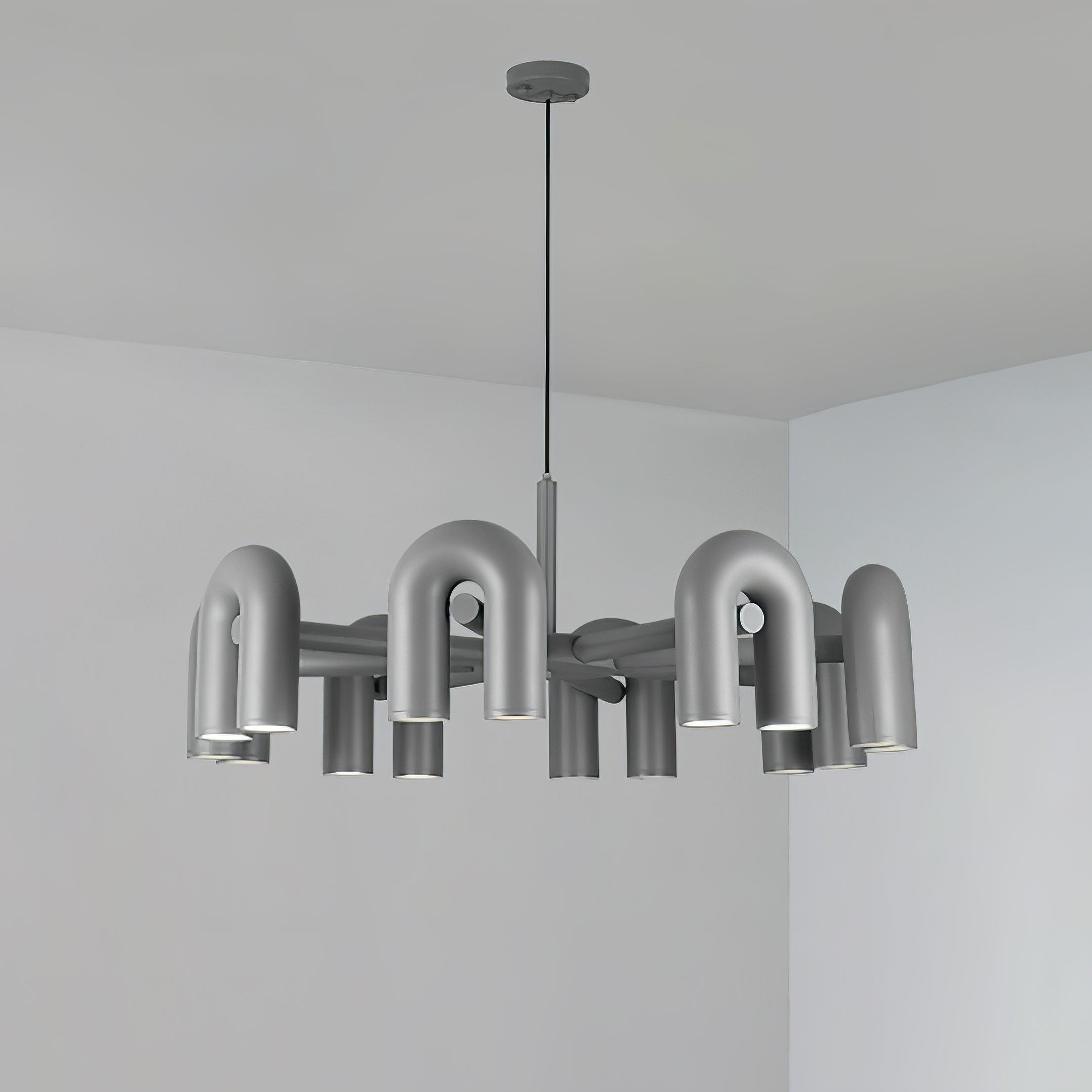 Aluminum U-Shape LED Chandelier 39.4 in Adjustable Ceiling Indoor Lighting Modern Modular Fixture for Living Room Dining Room Bedroom | Thomler