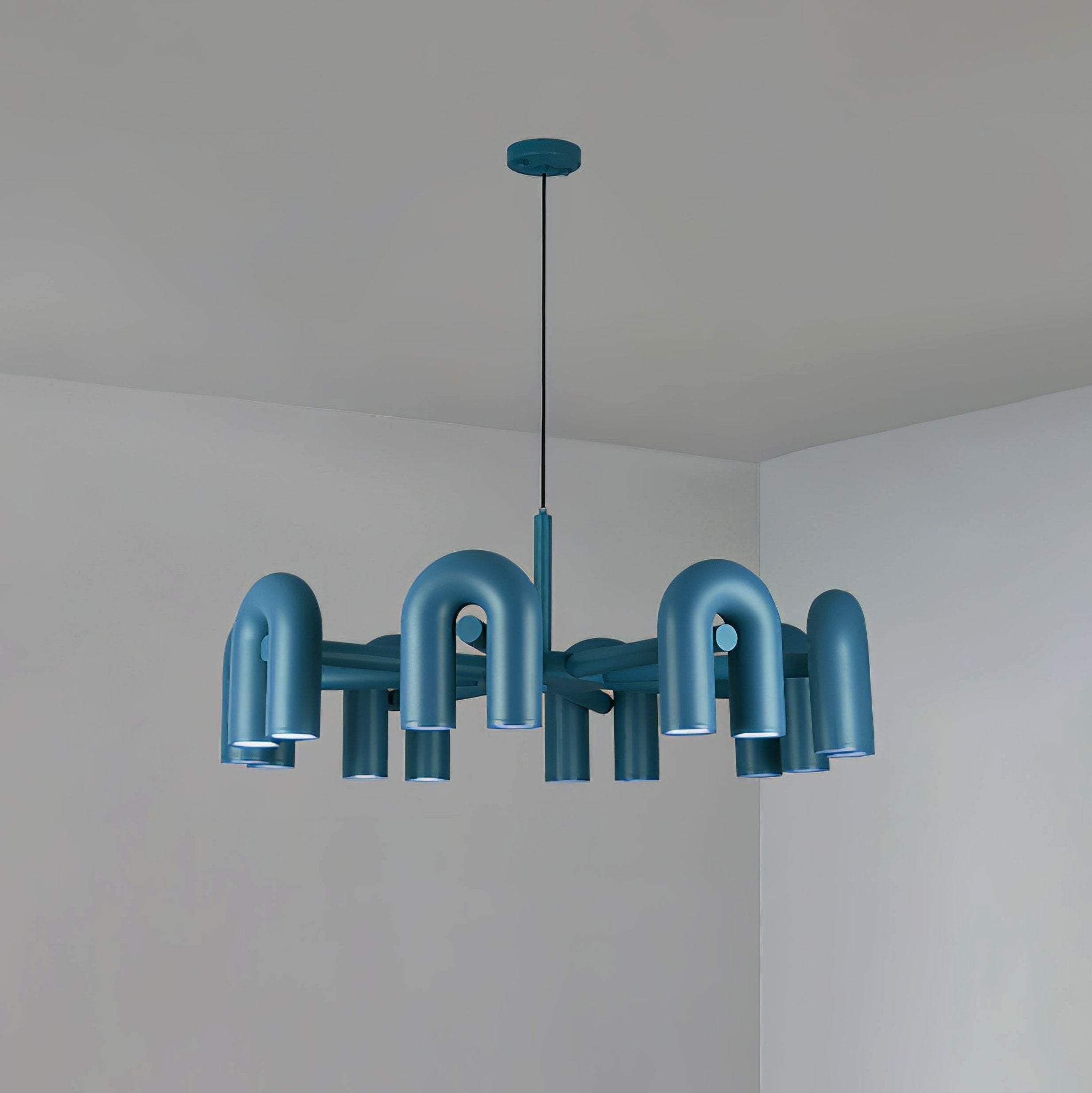 Aluminum U-Shape LED Chandelier 39.4 in Adjustable Ceiling Indoor Lighting Modern Modular Fixture for Living Room Dining Room Bedroom | Thomler
