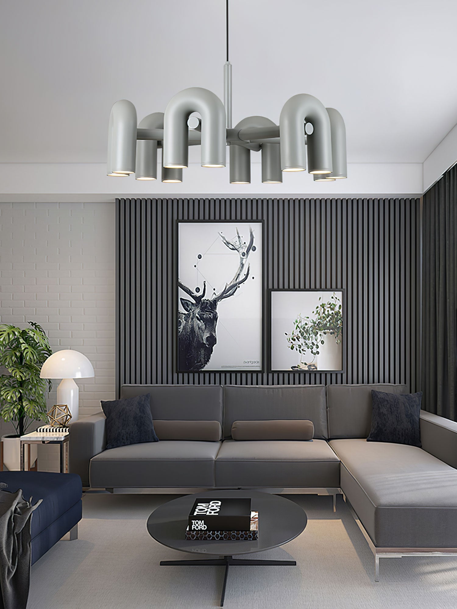 Aluminum U-Shape LED Chandelier 39.4 in Adjustable Ceiling Indoor Lighting Modern Modular Fixture for Living Room Dining Room Bedroom | Thomler