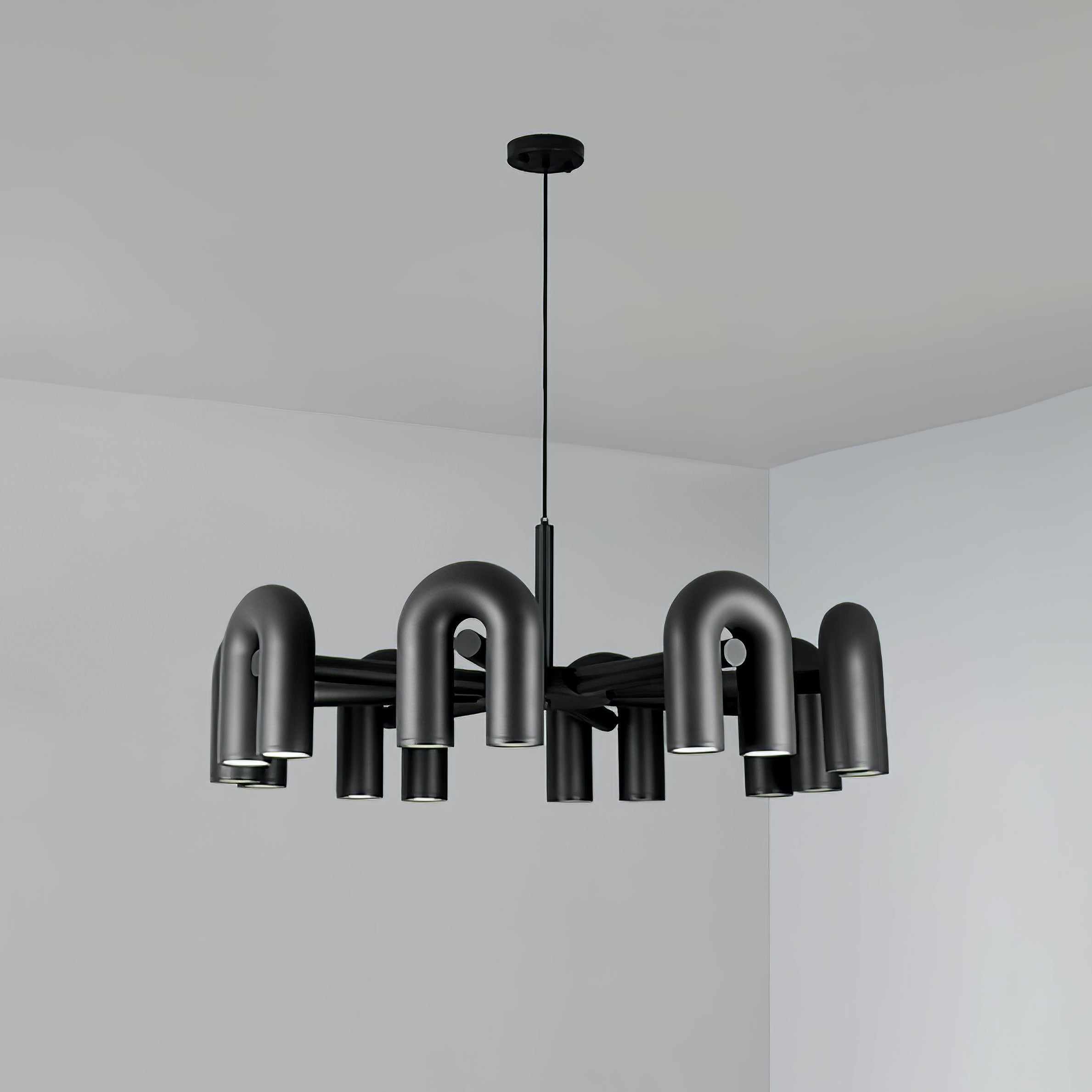 Aluminum U-Shape LED Chandelier 39.4 in Adjustable Ceiling Indoor Lighting Modern Modular Fixture for Living Room Dining Room Bedroom | Thomler