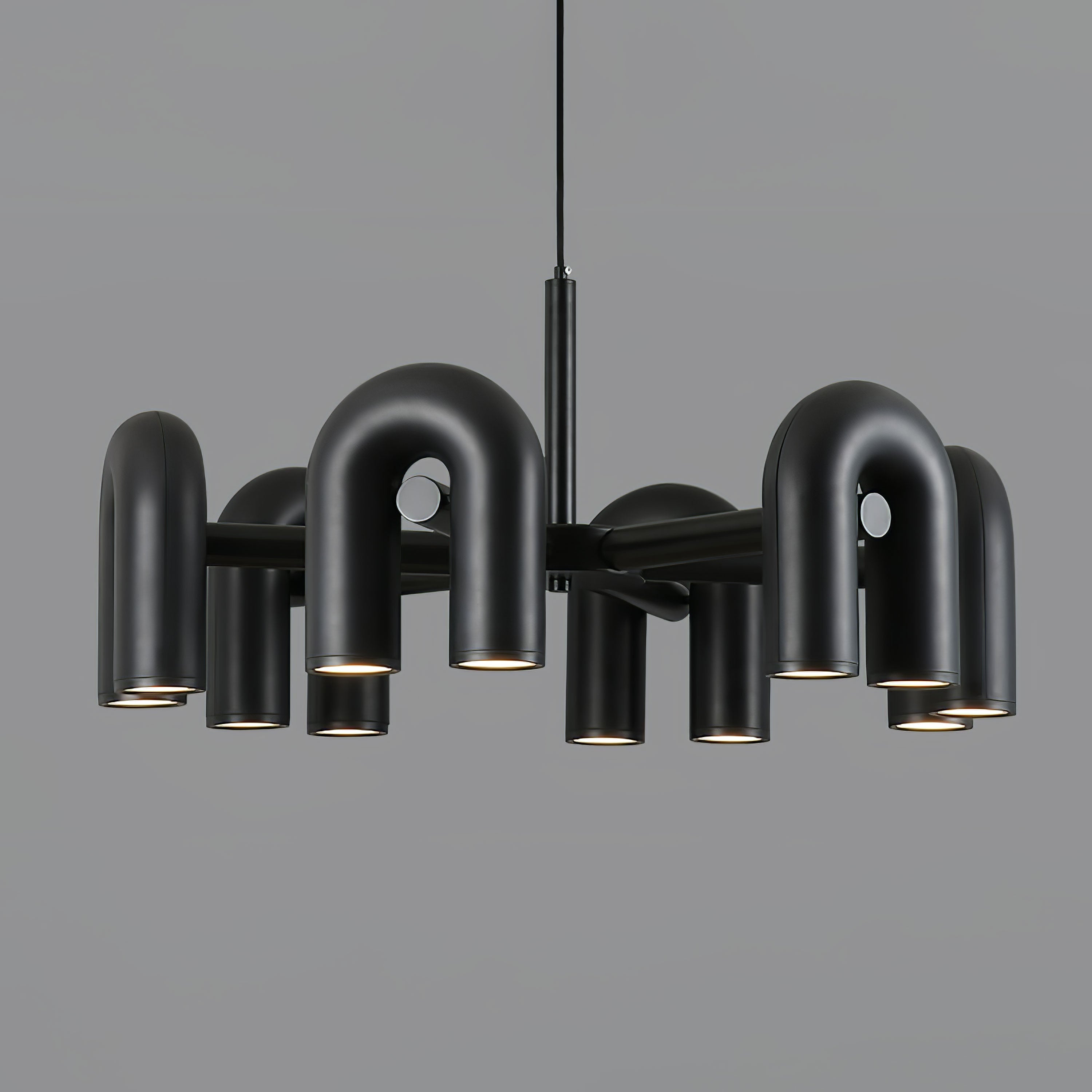Aluminum U-Shape LED Chandelier 39.4 in Adjustable Ceiling Indoor Lighting Modern Modular Fixture for Living Room Dining Room Bedroom | Thomler