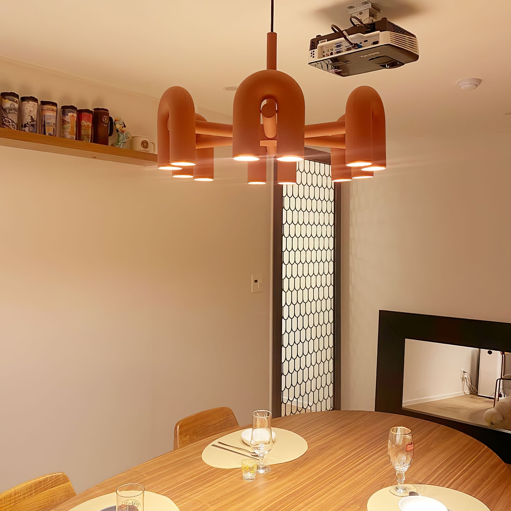 Aluminum U-Shape LED Chandelier 39.4 in Adjustable Ceiling Indoor Lighting Modern Modular Fixture for Living Room Dining Room Bedroom | Thomler