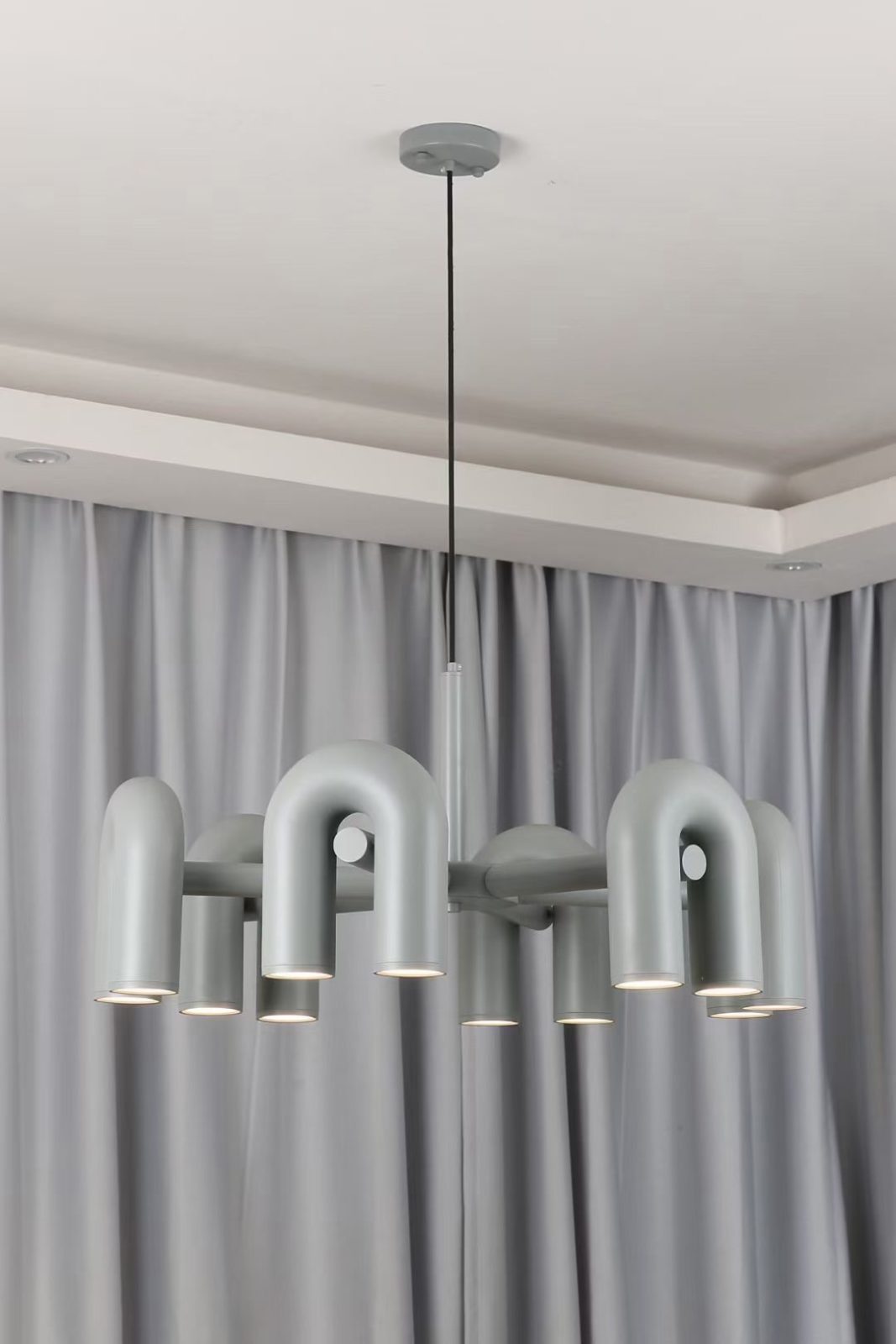 Aluminum U-Shape LED Chandelier 39.4 in Adjustable Ceiling Indoor Lighting Modern Modular Fixture for Living Room Dining Room Bedroom | Thomler