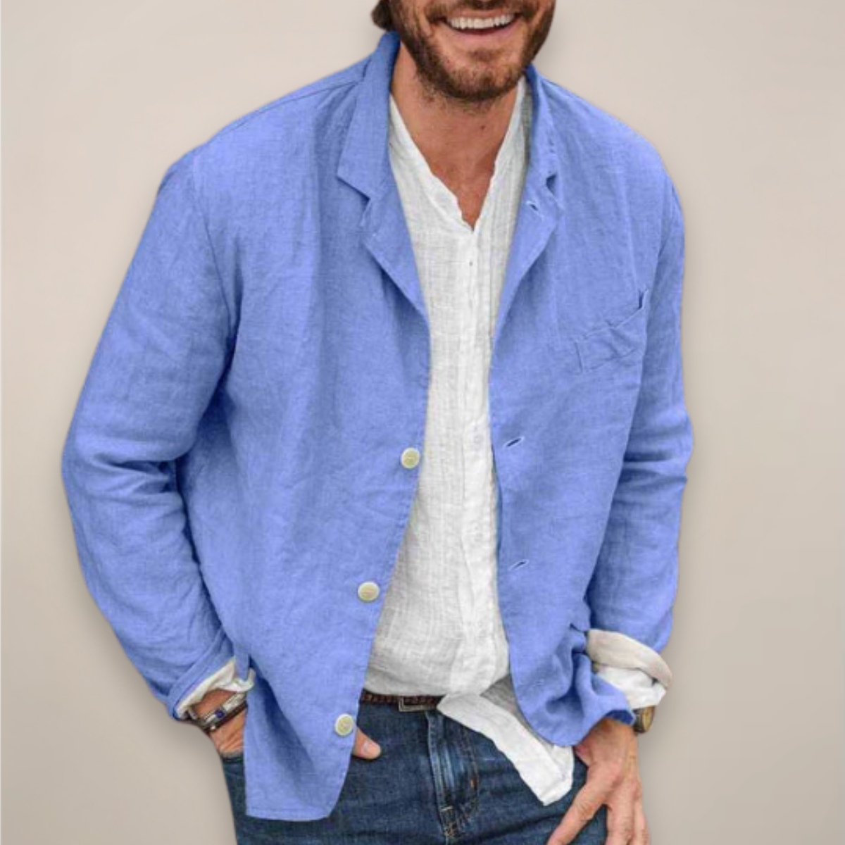 Breathable Linen Sport Coat for Men – Unstructured Summer Jacket with Patch Pocket – Lightweight Casual Blazer for Everyday | Thomler