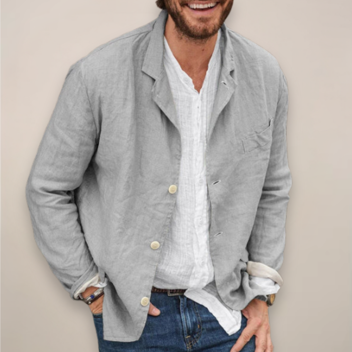 Breathable Linen Sport Coat for Men – Unstructured Summer Jacket with Patch Pocket – Lightweight Casual Blazer for Everyday | Thomler