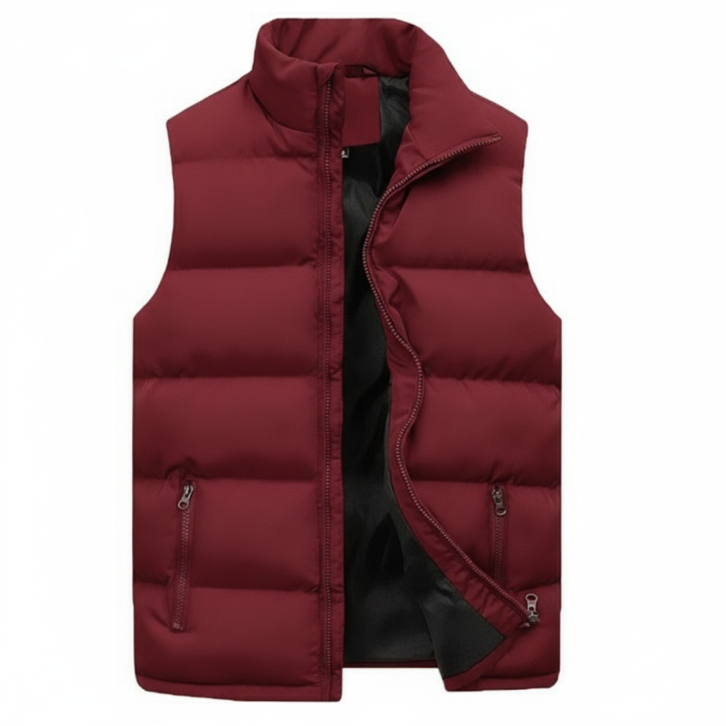 Men's Quilted Puffer Vest with Stand-Up Collar & Full Zipper for Layering | Thomler
