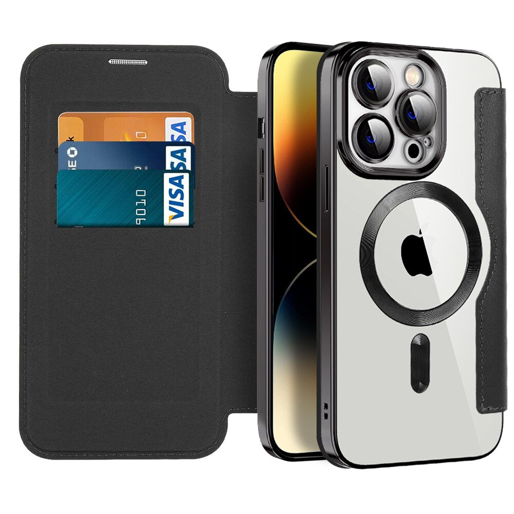 Transparent Card Holder iPhone Case with MagSafe Magnetic Wallet & RFID Protection for 12 13 14 15 16 17 Pro Max Air Plus | Thomler