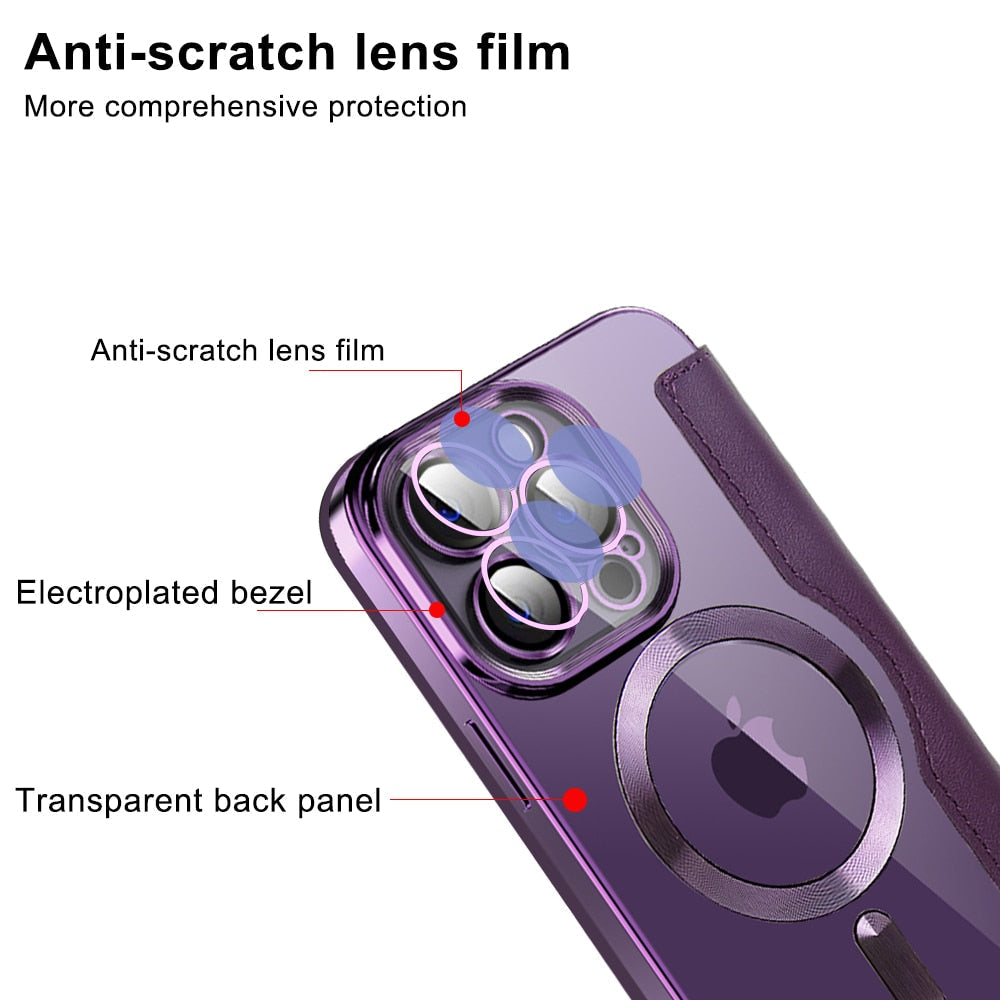 Transparent Card Holder iPhone Case with MagSafe Magnetic Wallet & RFID Protection for 12 13 14 15 16 17 Pro Max Air Plus | Thomler