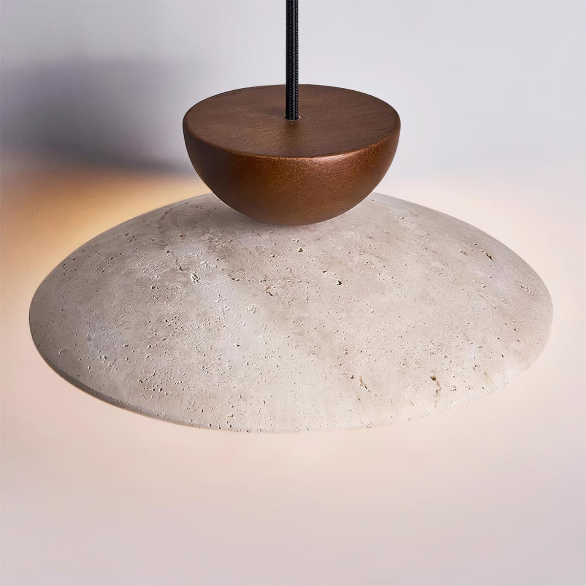 Natural Stone & Glass Hanging Ceiling Light for Dining Room – Adjustable Pendant Fixture with Wood Accents for Modern Living Spaces | Thomler