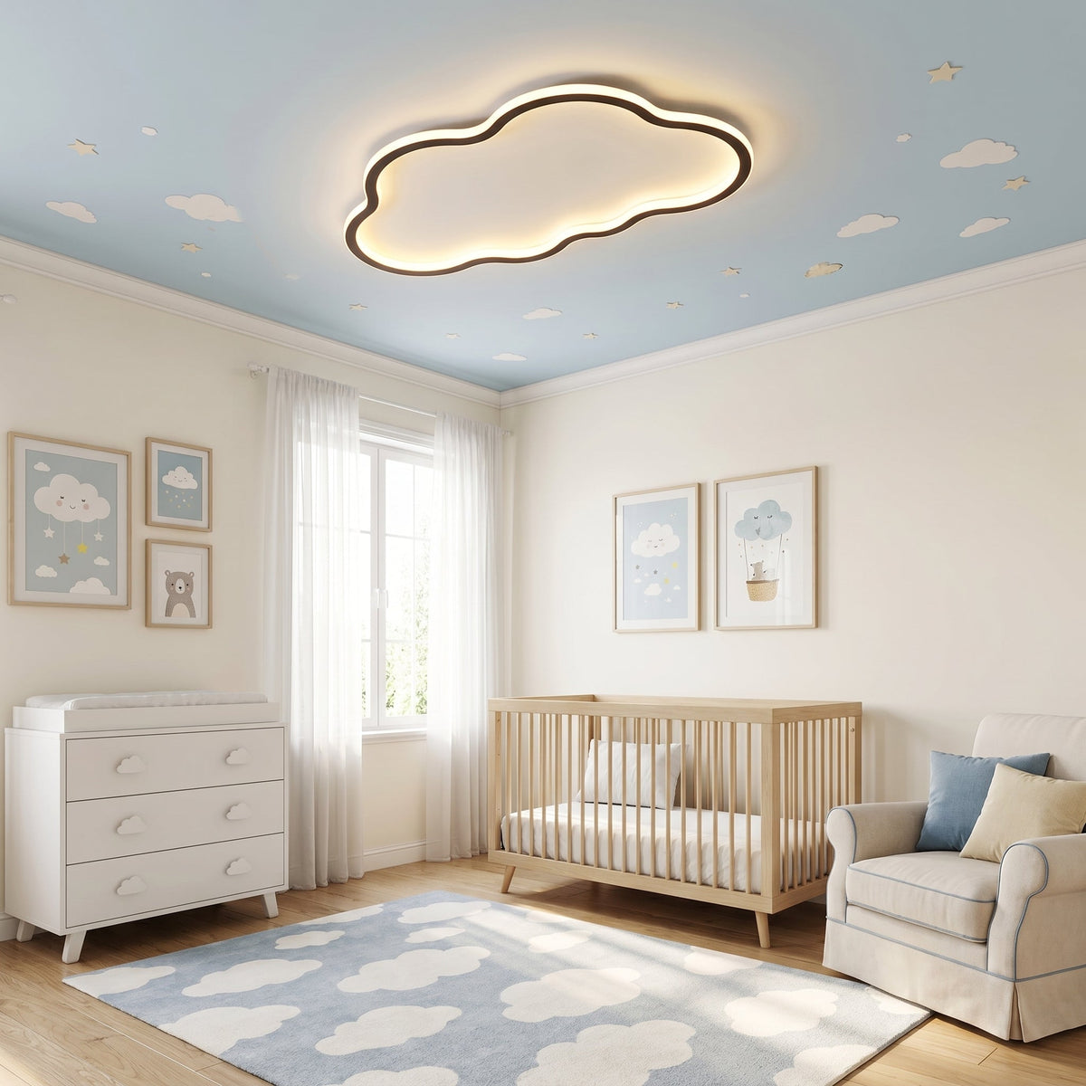 LED Cloud Ceiling Light Fixture – Minimalist Scandinavian Design, Adjustable Cord, Soft Ambient Glow for Bedroom Living Room Hallway | Thomler