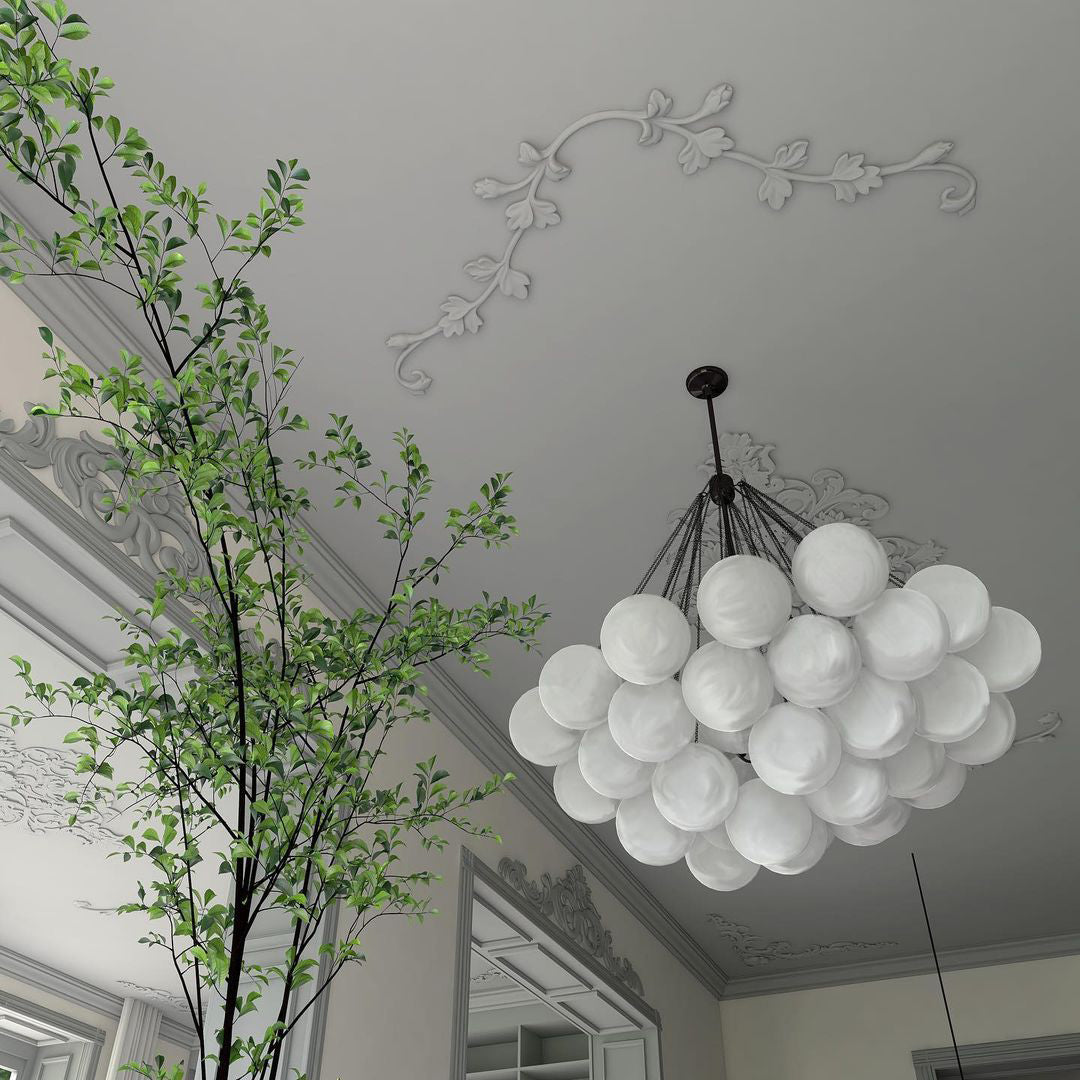 Pendant Light Frosted Glass Sphere Cluster Ø 80.0 cm Gold Dining Room Kitchen Island Cloud Chandelier Hanging Ceiling Light | Thomler