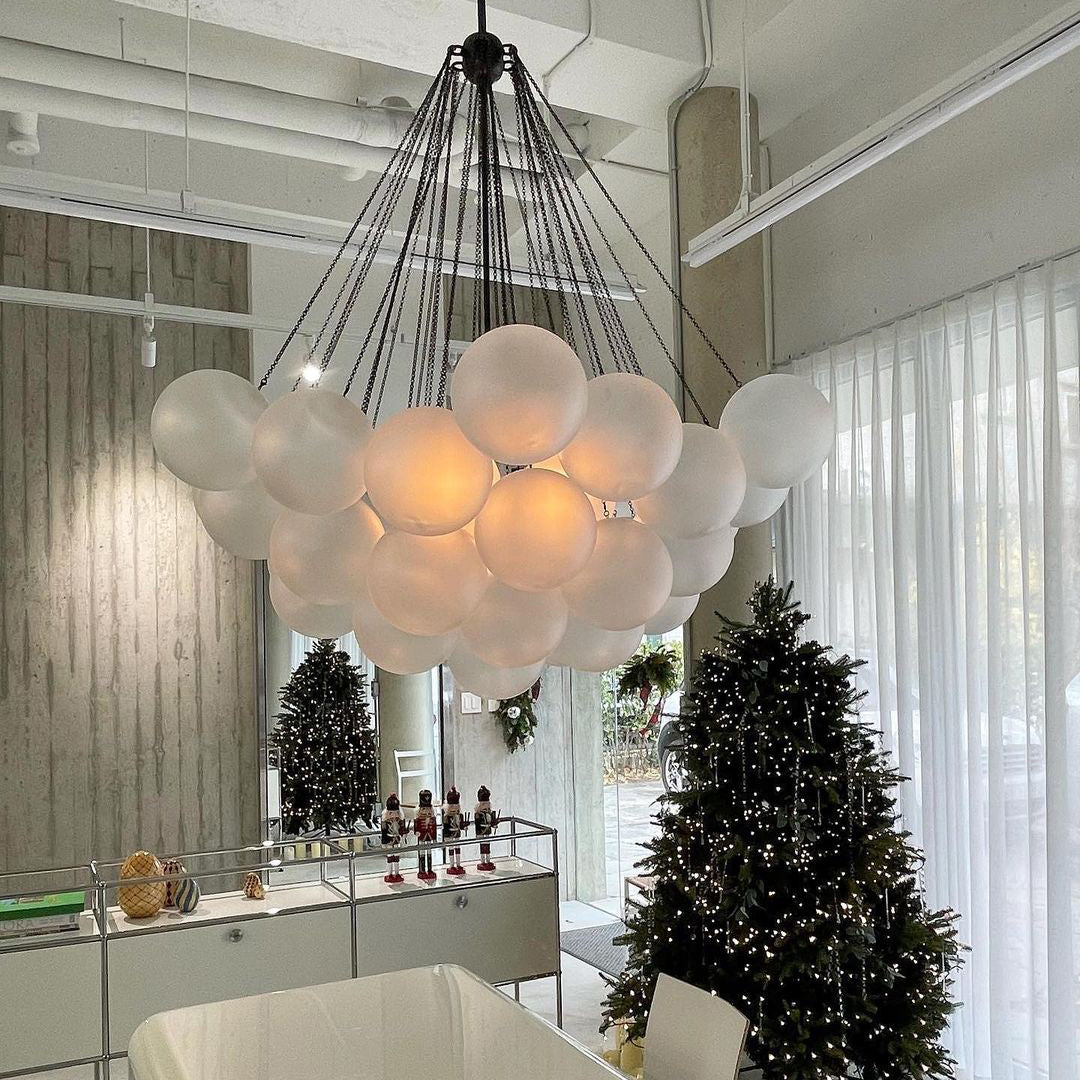 Pendant Light Frosted Glass Sphere Cluster Ø 80.0 cm Gold Dining Room Kitchen Island Cloud Chandelier Hanging Ceiling Light | Thomler