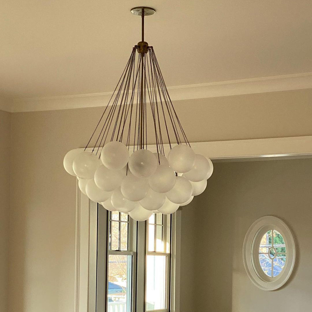 Pendant Light Frosted Glass Sphere Cluster Ø 80.0 cm Gold Dining Room Kitchen Island Cloud Chandelier Hanging Ceiling Light | Thomler