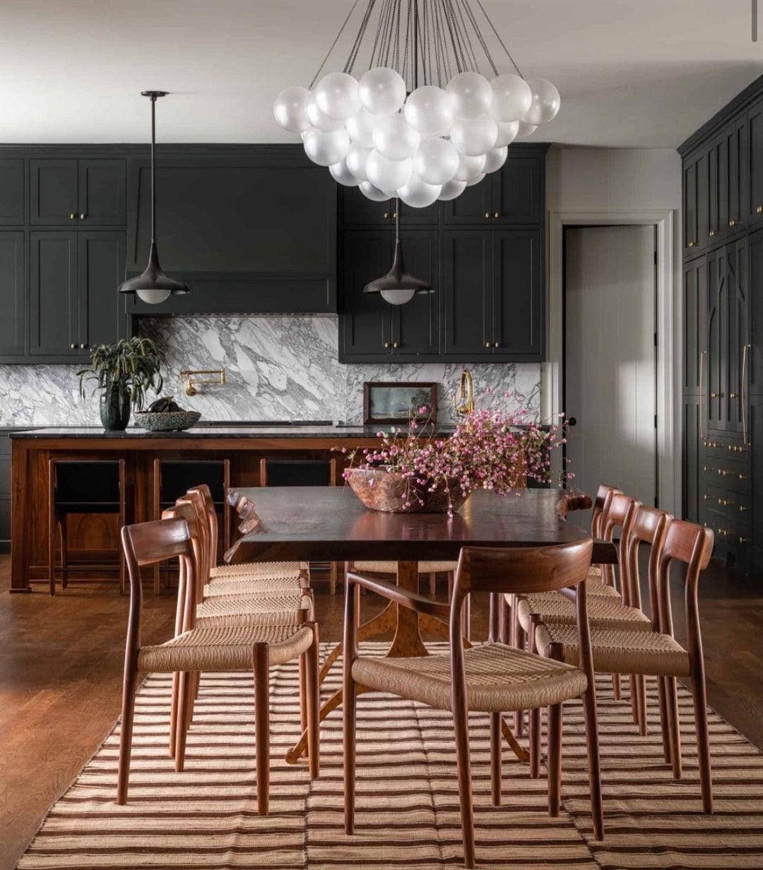 Frosted Glass Orb Chandelier 15.8 in x 33.5 in Indoor Ceiling Light 19-73 Heads Adjustable Modern Dining Room Living Room Pendant Fixture | Thomler