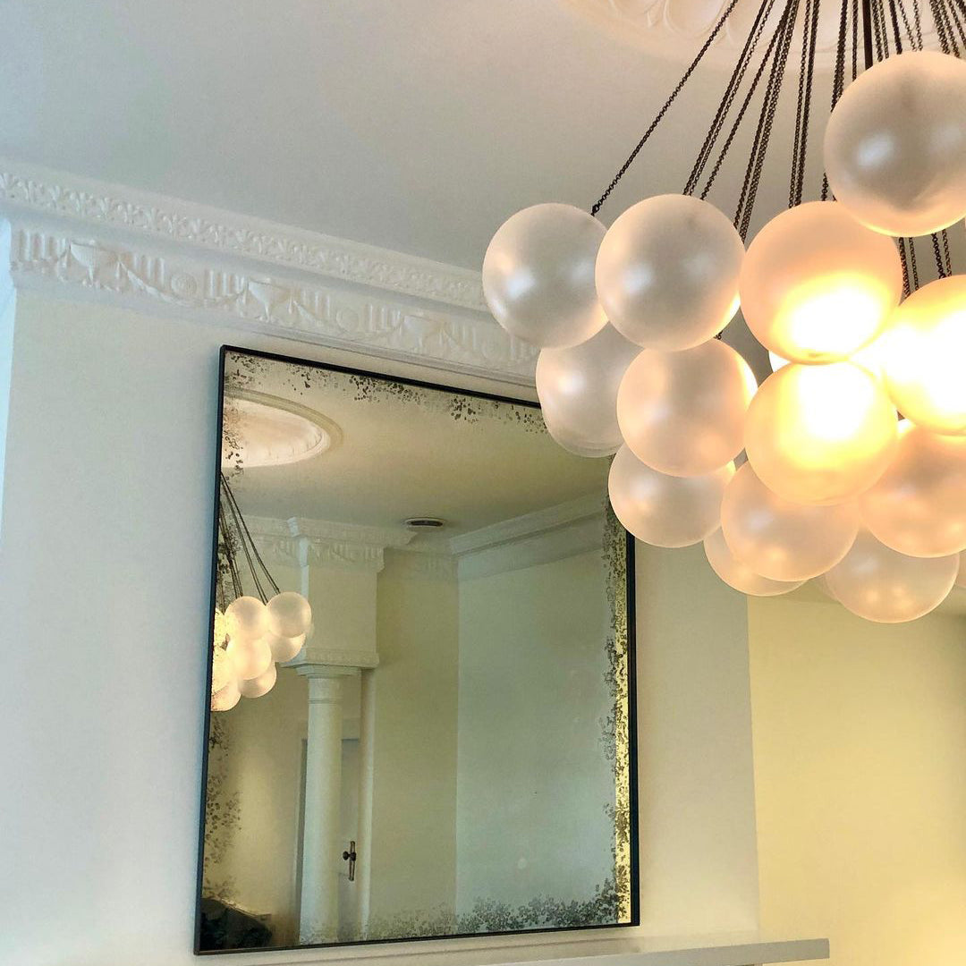Pendant Light Frosted Glass Sphere Cluster Ø 80.0 cm Gold Dining Room Kitchen Island Cloud Chandelier Hanging Ceiling Light | Thomler
