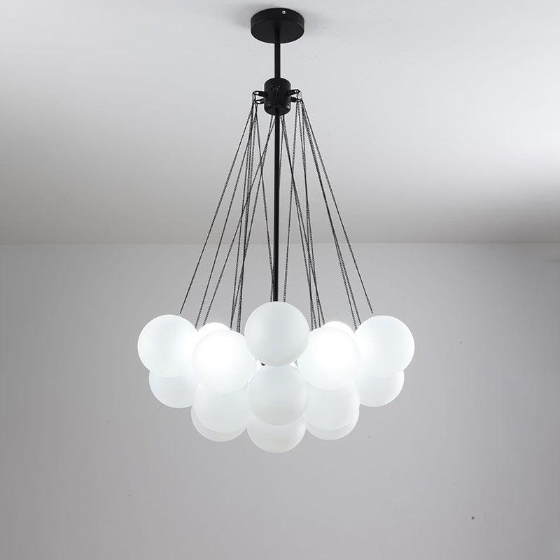 Frosted Glass Orb Chandelier 15.8 in x 33.5 in Indoor Ceiling Light 19-73 Heads Adjustable Modern Dining Room Living Room Pendant Fixture | Thomler