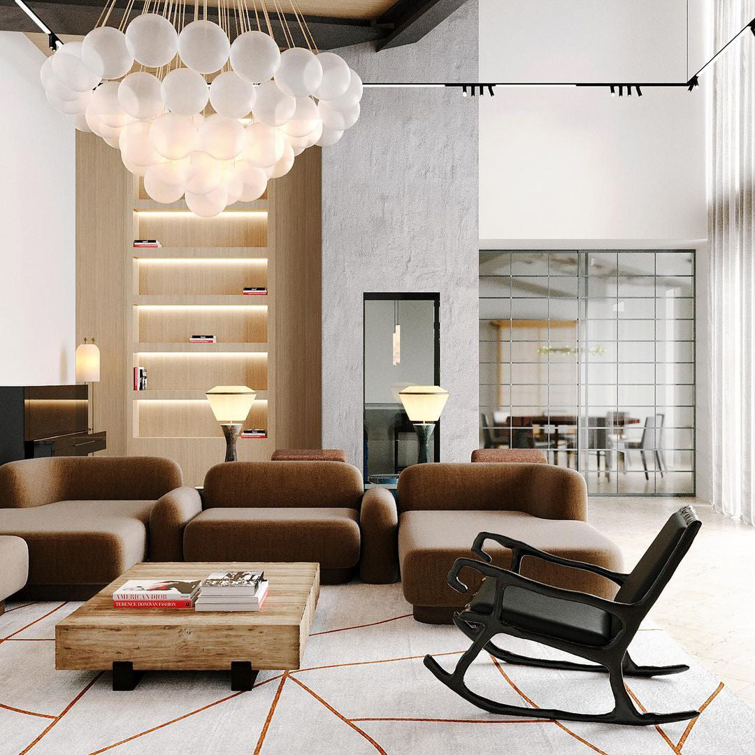 Pendant Light Frosted Glass Sphere Cluster Ø 80.0 cm Gold Dining Room Kitchen Island Cloud Chandelier Hanging Ceiling Light | Thomler
