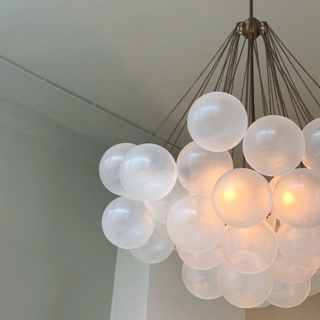 Pendant Light Frosted Glass Sphere Cluster Ø 80.0 cm Gold Dining Room Kitchen Island Cloud Chandelier Hanging Ceiling Light | Thomler