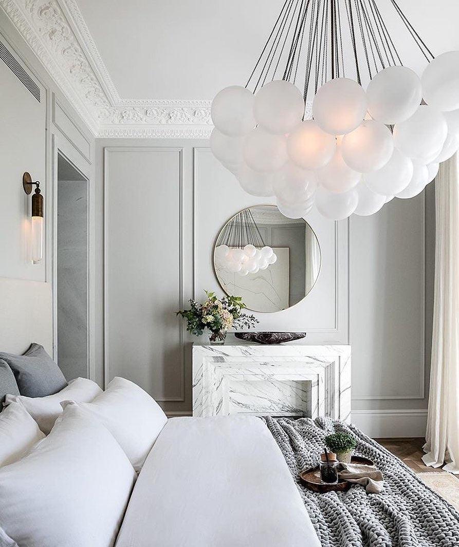 Frosted Glass Orb Chandelier 15.8 in x 33.5 in Indoor Ceiling Light 19-73 Heads Adjustable Modern Dining Room Living Room Pendant Fixture | Thomler