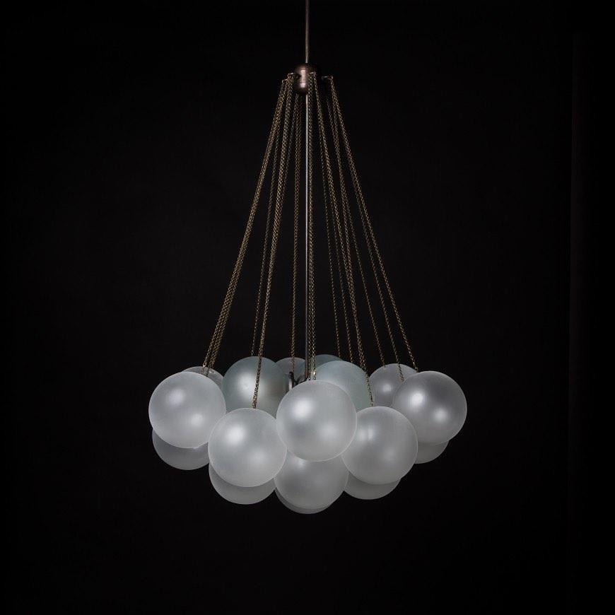 Frosted Glass Orb Chandelier 15.8 in x 33.5 in Indoor Ceiling Light 19-73 Heads Adjustable Modern Dining Room Living Room Pendant Fixture | Thomler