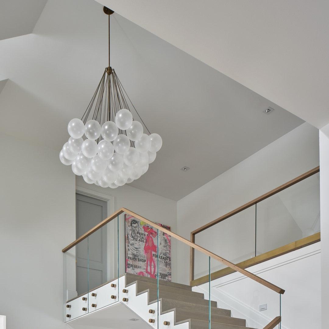 Frosted Glass Orb Chandelier 15.8 in x 33.5 in Indoor Ceiling Light 19-73 Heads Adjustable Modern Dining Room Living Room Pendant Fixture | Thomler