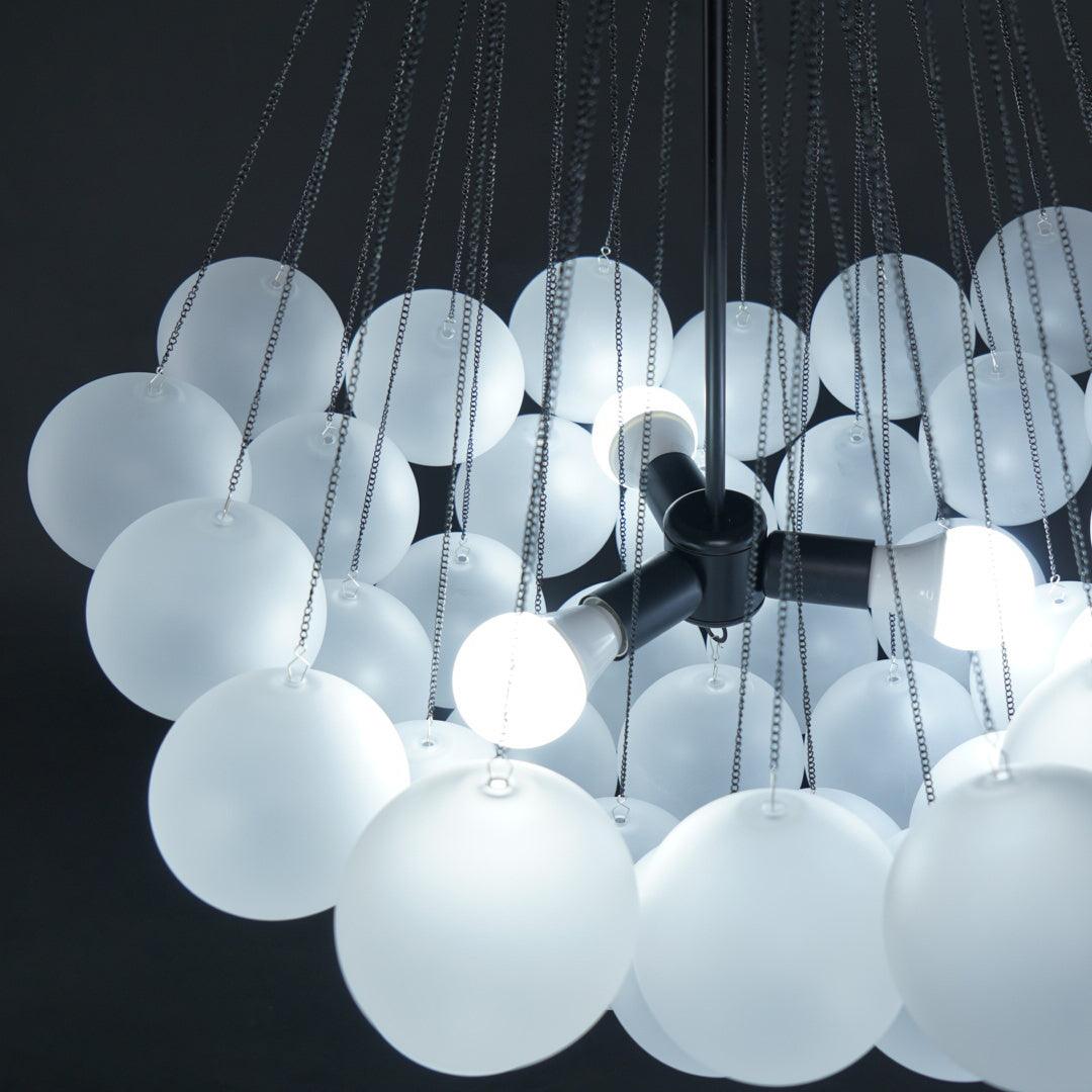 Frosted Glass Orb Chandelier 15.8 in x 33.5 in Indoor Ceiling Light 19-73 Heads Adjustable Modern Dining Room Living Room Pendant Fixture | Thomler