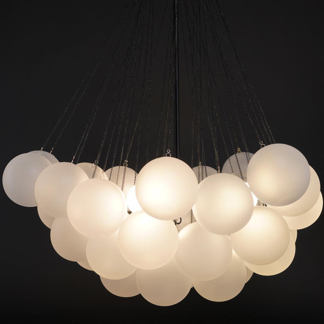 Frosted Glass Orb Chandelier 15.8 in x 33.5 in Indoor Ceiling Light 19-73 Heads Adjustable Modern Dining Room Living Room Pendant Fixture | Thomler